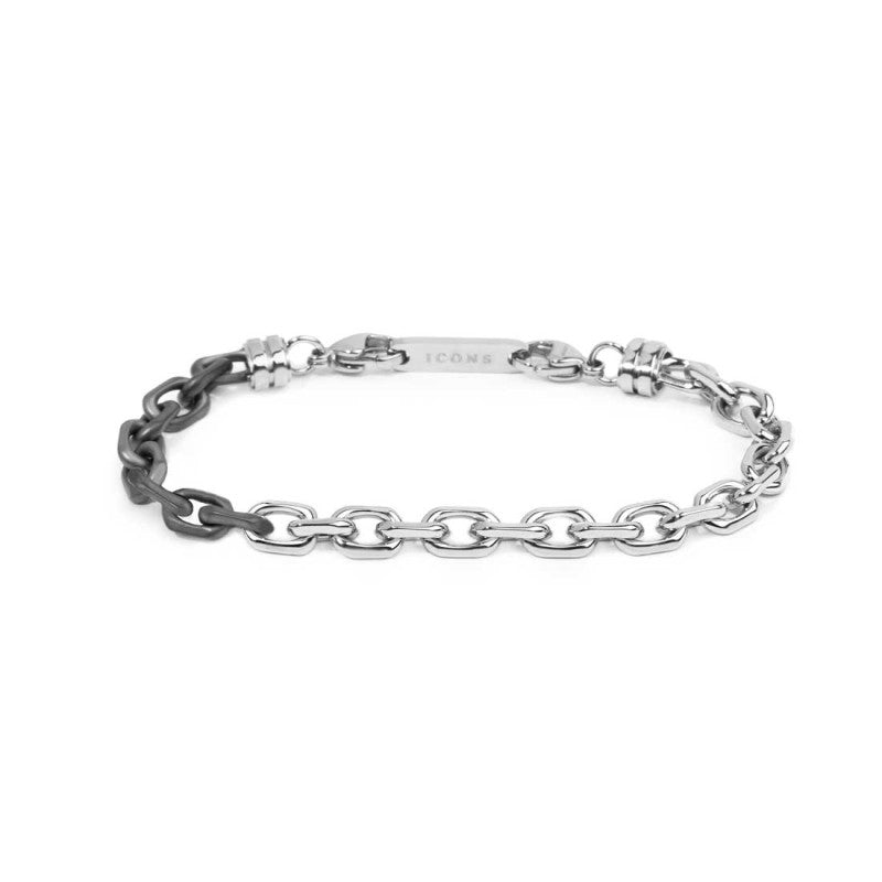 MARLÙ Bracciale in acciaio con catena ovale sfaccettata