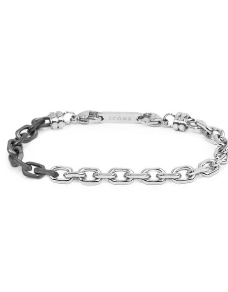 MARLÙ Bracciale in acciaio con catena ovale sfaccettata