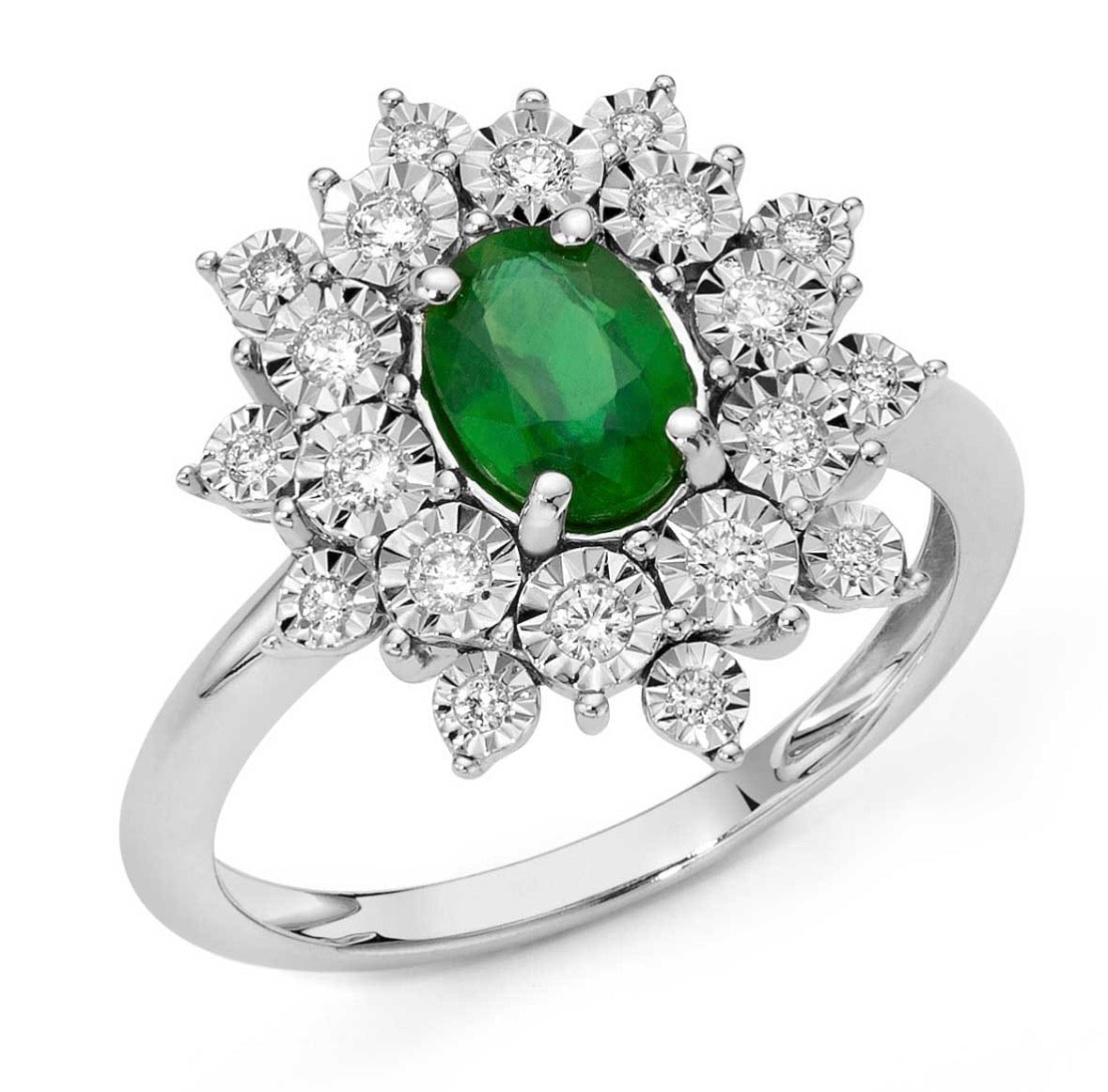DONNAORO Anello fantasia Vanto in oro bianco 18 kt con smeraldo e diamanti