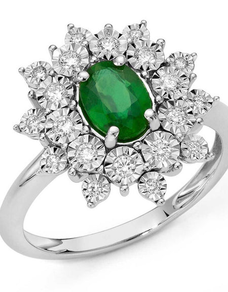 DONNAORO Anello fantasia Vanto in oro bianco 18 kt con smeraldo e diamanti
