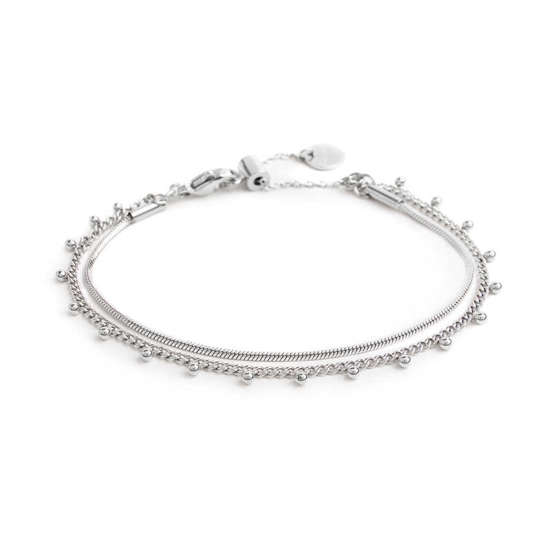 MARLÙ Bracciale doppia catena snake e grumetta con sfere