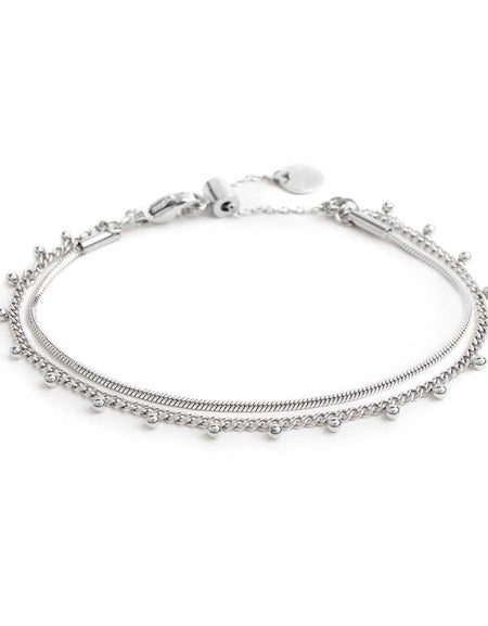 MARLÙ Bracciale doppia catena snake e grumetta con sfere