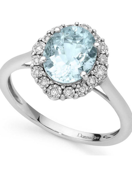 DONNAORO Anello Blumarine con Acquamarina 1.7ct e Diamanti 0.06ct in Oro 18kt