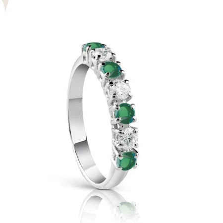 DONNAORO Anello Veretta in Oro 18kt con Smeraldi 0.72 e Diamanti 0.09