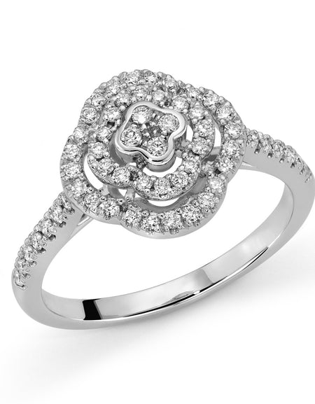 Anello DonnaOro Flora con Diamanti da 0.32ct in Oro Bianco 18kt