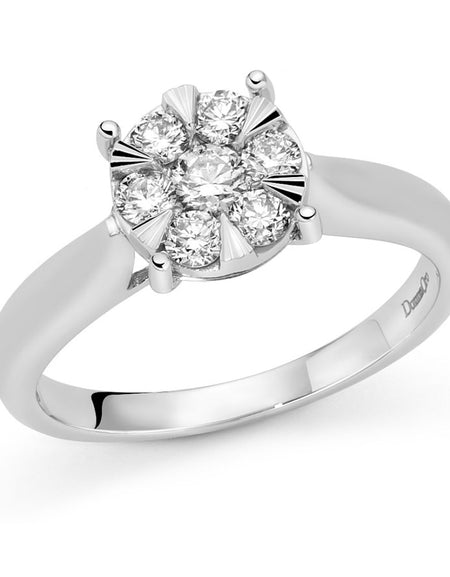 Anello Solitario DonnaOro Diadema con Diamanti da 0.20ct in Oro Bianco 18kt