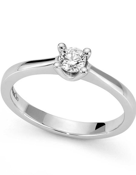 Anello Solitario DonnaOro VENERE in Oro Bianco 18kt con Diamante 0.10ct