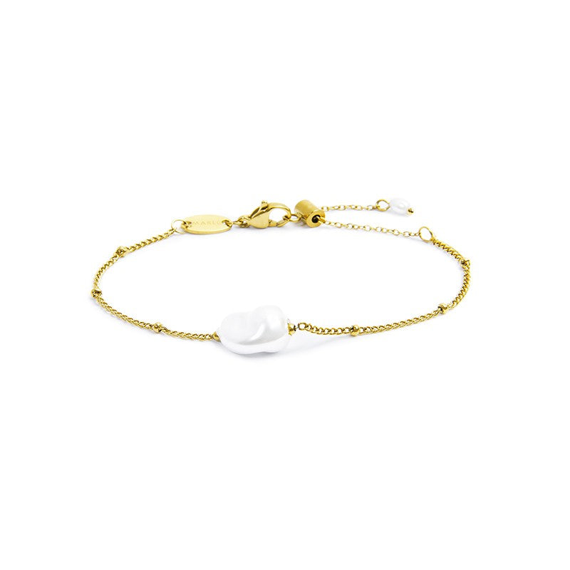 MARLÙ Bracciale catena grumetta con perla ovale centrale