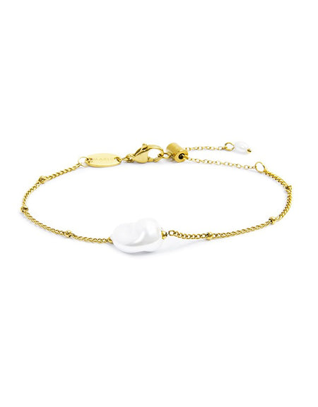 MARLÙ Bracciale catena grumetta con perla ovale centrale