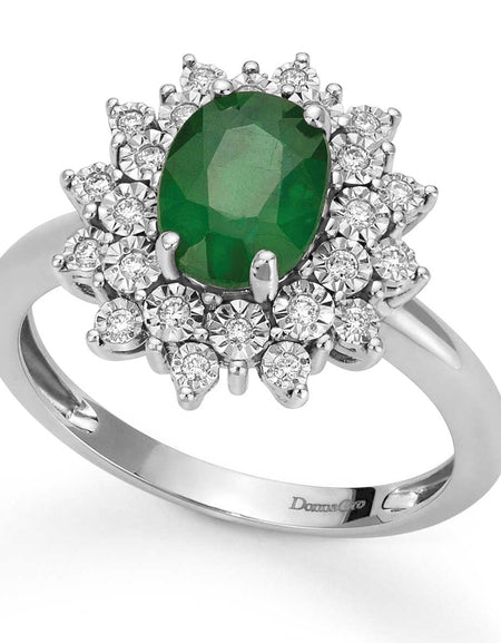 Anello DonnaOro Mistero in Oro bianco 18kt con Smeraldo e Diamanti