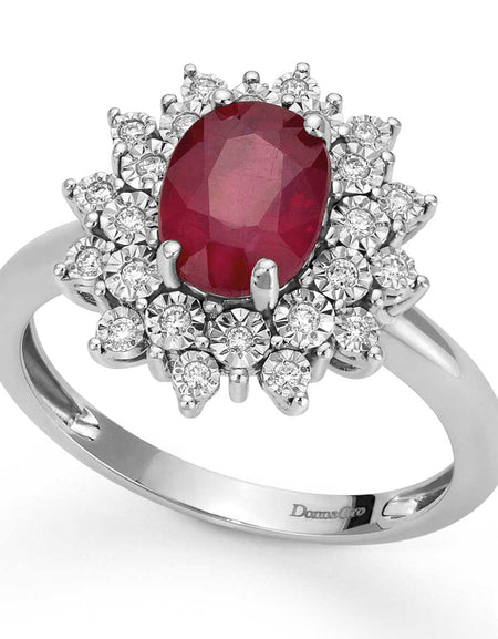 Anello DonnaOro Mistero in Oro bianco 18kt con Rubino e Diamanti