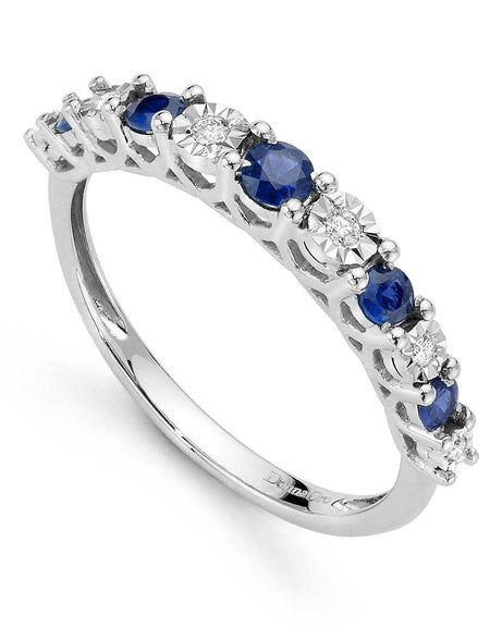 Anello DonnaOro VANTO veretta in Oro bianco 18kt con Zaffiri e Diamanti