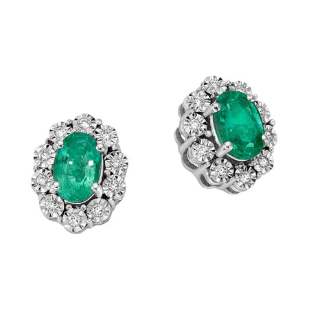 Orecchini DonnaOro MAGIA con cestino in Oro Bianco 18kt, Diamanti e Smeraldi