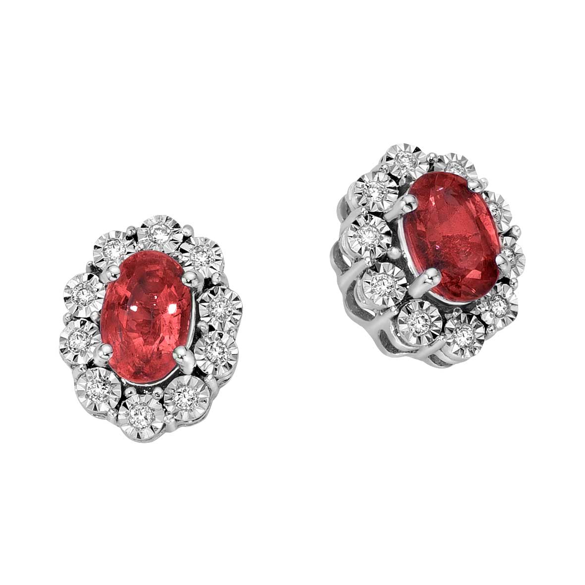 Orecchini DonnaOro MAGIA con cestino in Oro Bianco 18kt, Diamanti e Rubini