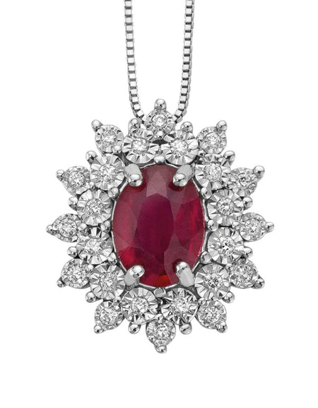 Collana DonnaOro Mistero con pendente in Oro bianco 18kt con Rubino e Diamanti