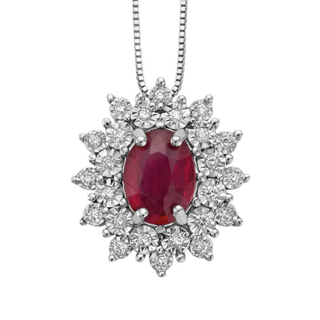 Collana DonnaOro Mistero con pendente in Oro bianco 18kt con Rubino e Diamanti