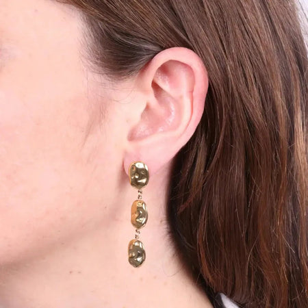 COEUR DE MER Orecchini in Acciaio piastre martellate pendenti