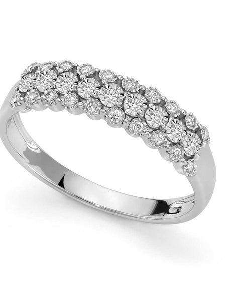 Anello DonnaOro INCANTO in Oro Bianco 18kt con fascia di Diamanti