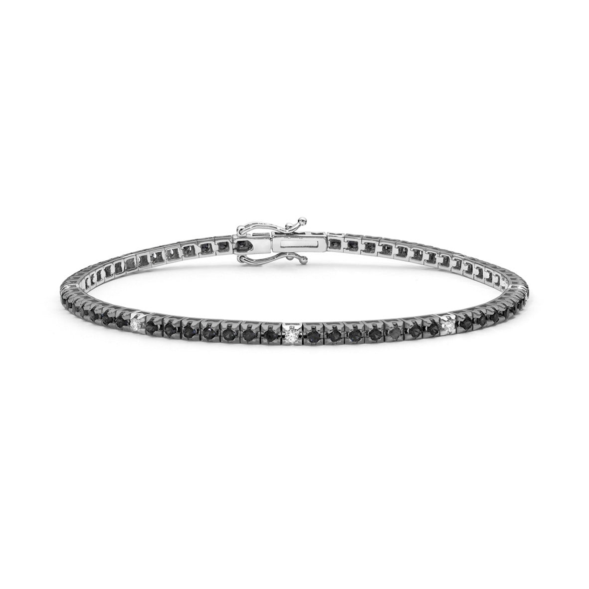 DonnaOro Bracciale Tennis Incontri Diamanti Black 0.51ct e Diamanti bianchi 0.07ct in Oro Bianco 18kt