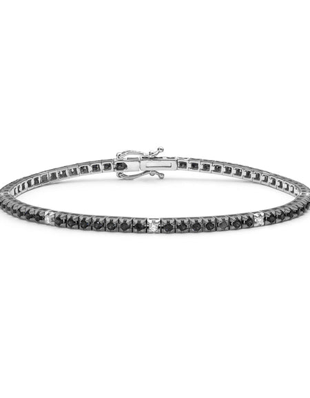 DonnaOro Bracciale Tennis Incontri Diamanti Black 0.51ct e Diamanti bianchi 0.07ct in Oro Bianco 18kt