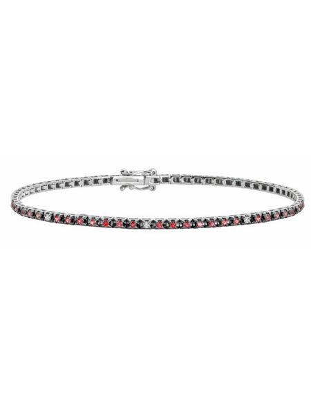 DonnaOro Bracciale Tennis Incontri Rubini 0.60ct e Diamanti 0.04ct in Oro Bianco 18kt