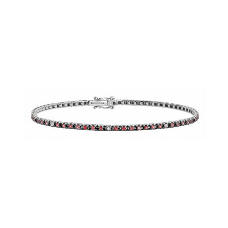 DonnaOro Bracciale Tennis Incontri Rubini 0.60ct e Diamanti 0.04ct in Oro Bianco 18kt