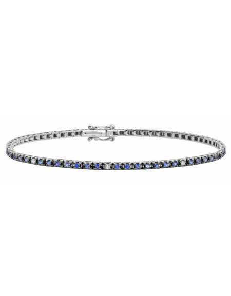 DonnaOro Bracciale Tennis Incontri Zaffiri 0.60ct e Diamanti 0.04ct in Oro Bianco 18kt