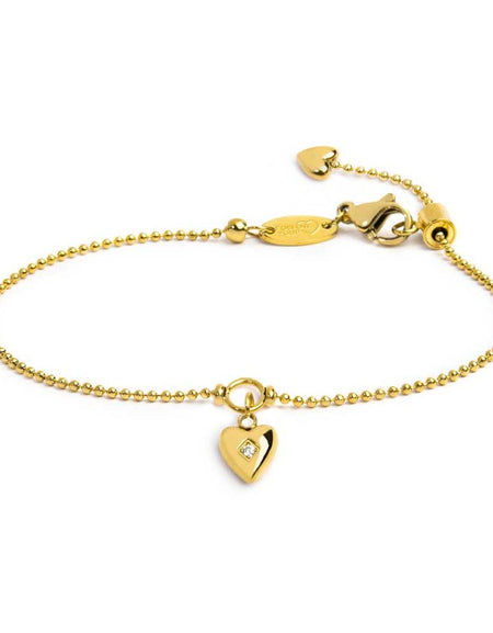 MARLÙ Bracciale catena a sfere con cuore con zircone
