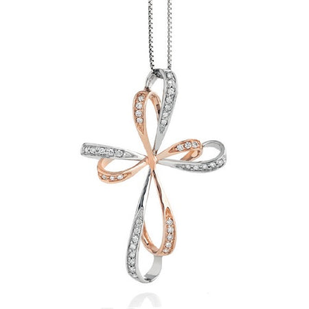 Collana DonnaOro DEVOTION con Croce in Oro Bianco 18kt e Diamanti 0.20CT
