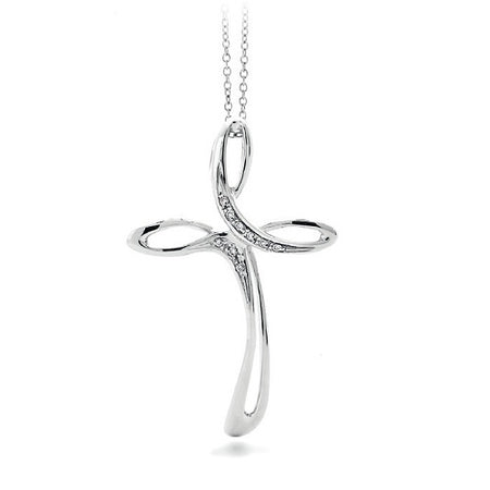 Collana DonnaOro DEVOTION con Croce in Oro Bianco 18kt e Diamanti 0.04CT