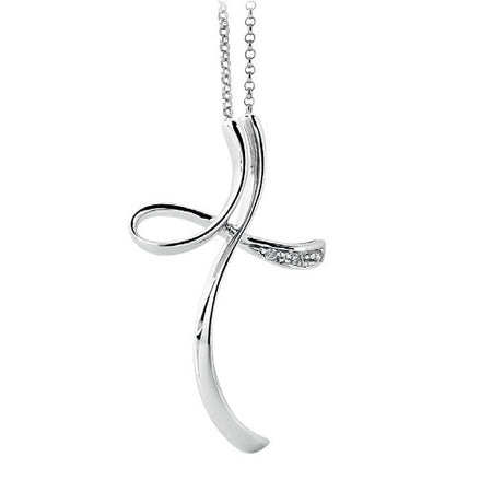 Collana DonnaOro DEVOTION con Croce in Oro Bianco 18kt e Diamanti 0.02ct