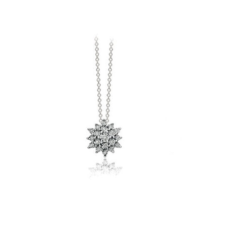 Collana DonnaOro in Oro Bianco 18kt e Fiore di Diamanti