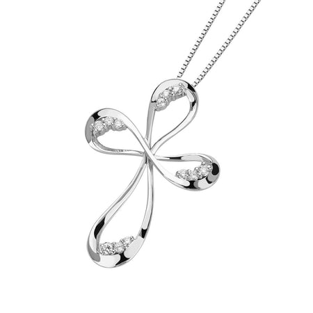 Collana DonnaOro DEVOTION con Croce in Oro Bianco 18kt e Diamanti 0.13CT