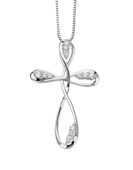 Collana DonnaOro DEVOTION con Croce in Oro Bianco 18kt e Diamanti 0.17CT