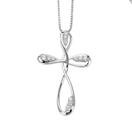 Collana DonnaOro DEVOTION con Croce in Oro Bianco 18kt e Diamanti 0.17CT