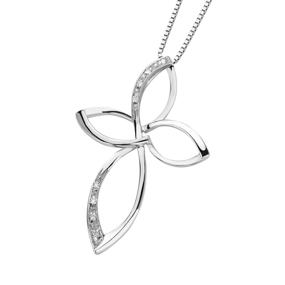 Collana DonnaOro DEVOTION con Croce in Oro Bianco 18kt e Diamanti 0.02ct