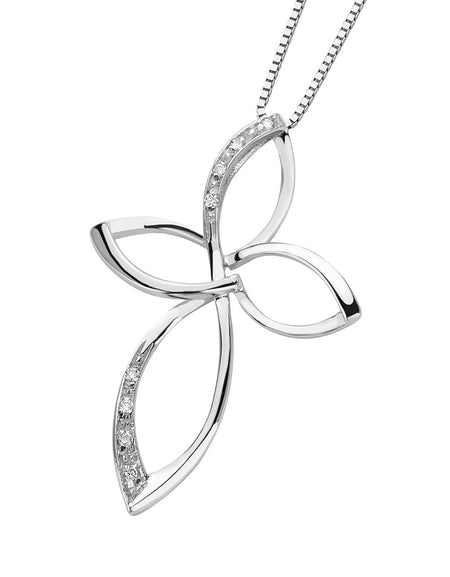 Collana DonnaOro DEVOTION con Croce in Oro Bianco 18kt e Diamanti 0.02ct