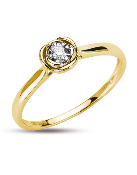 LUCE DI DONNAORO Anello Solitario Bocciolo 0.04ct in Oro Giallo 18kt