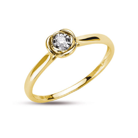 LUCE DI DONNAORO Anello Solitario Bocciolo 0.04ct in Oro Giallo 18kt