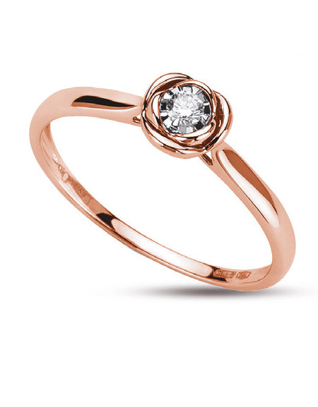 LUCE DI DONNAORO Anello Solitario Bocciolo 0.04ct in Oro Rosa 18kt