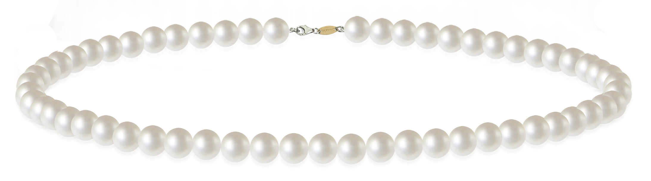 LUCE DI DONNAORO Collana Girocollo Perle 7.5-8mm 50cm e Oro Bianco 18kt