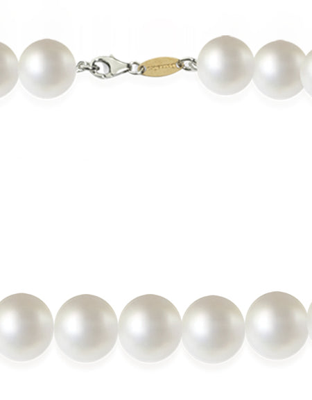 LUCE DI DONNAORO Collana Girocollo Perle 7.5-8mm 50cm e Oro Bianco 18kt