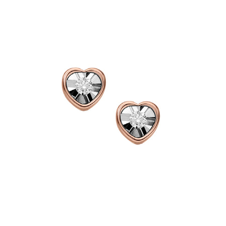 LUCE DI DONNAORO Orecchini Punto Luce Cuore 0.08ct Bicolore in Oro 18kt