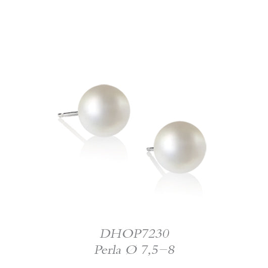 LUCE DI DONNAORO Orecchini di Perle Selene 7.5-8mm in Oro Bianco 18kt