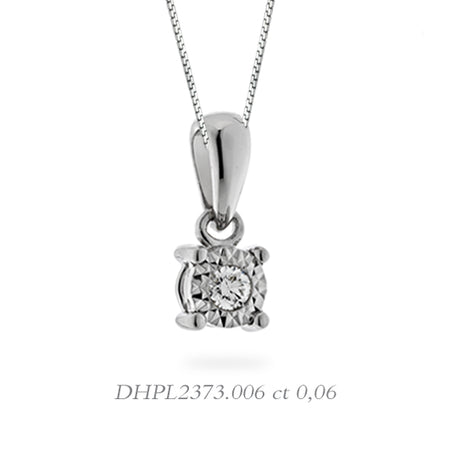 LUCE DI DONNAORO Collana Punto Luce Disco Diamantato 0.06ct in Oro 18kt