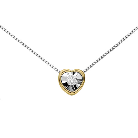 LUCE DI DONNAORO Collana Punto Luce Cuore 0.05ct Bicolore in Oro 18kt