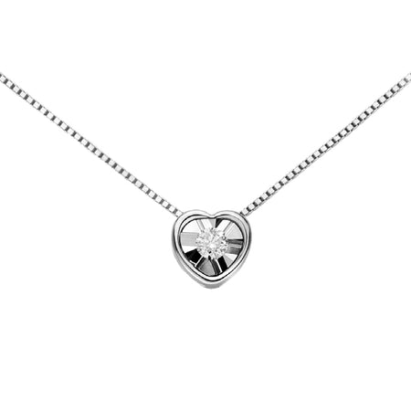 LUCE DI DONNAORO Collana Punto Luce Cuore 0.05ct in Oro 18kt