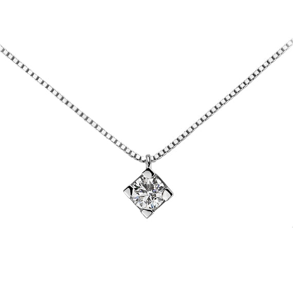 LUCE DI DONNAORO Collana Punto Luce Rombo Griffes Quadrate 0.03ct in Oro 18kt