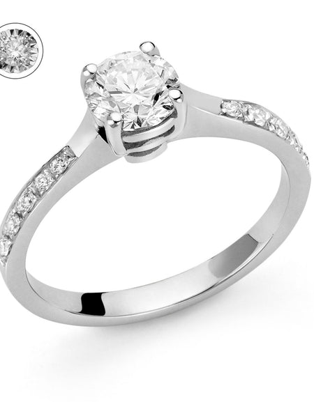 DonnaOro Anello Solitario Incanto in Oro 18kt e Diamanti 0.17ct