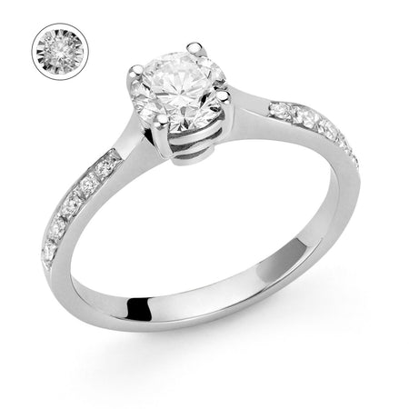 DonnaOro Anello Solitario Incanto in Oro 18kt e Diamanti 0.17ct